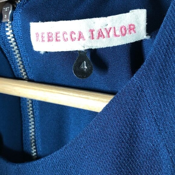 Rebecca Taylor 100% Silk Blue  Cap Sleeve Shift Dress Size 4 - Picture 3 of 7